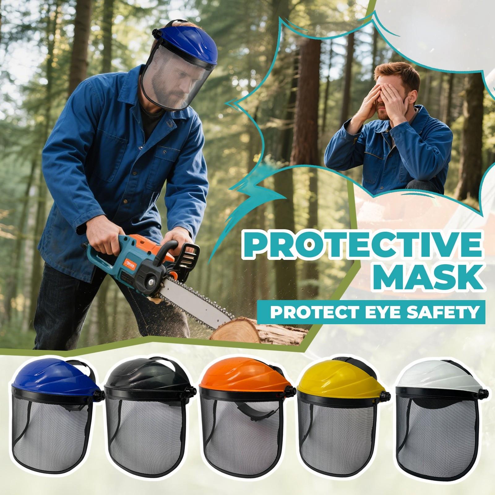 

Net Head Wear With Hard Hat Faces Shield Grass Chain Saw Cap - Hedge Mower Wire Mesh Mask One Size жовтий