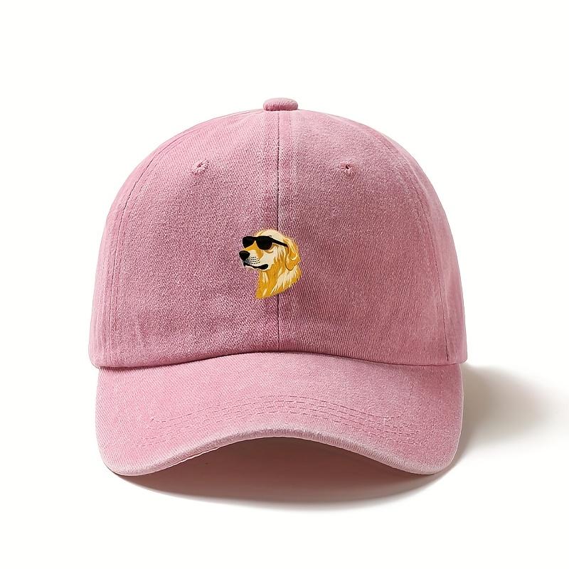 Wearing sunglasses, a golden retriever printed baseball cap, a gift for dog lovers with multiple colors to choose from