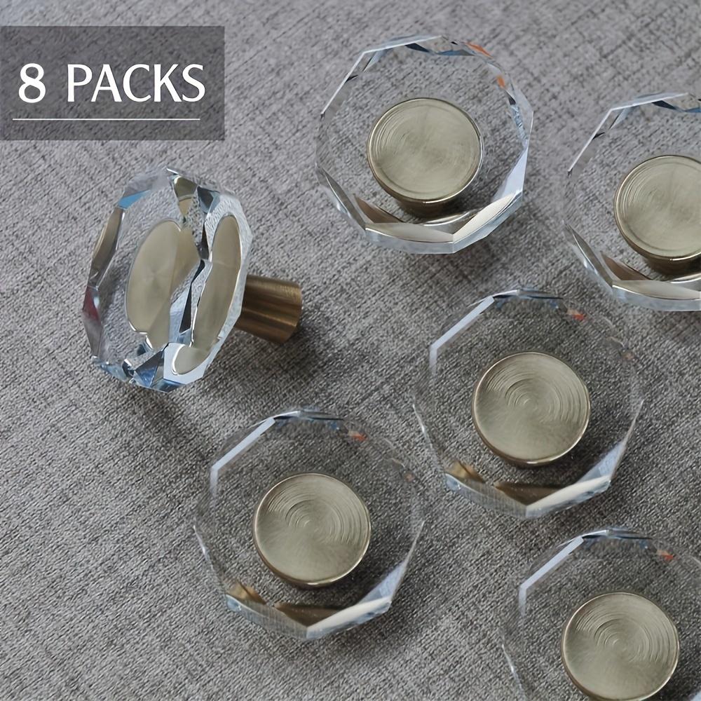8pcs Glass Crystal Knobs, Brass Drawer Pulls, Gold Furniture Pulls, Hardware for Cabinet Dresser Kitchen with Screws