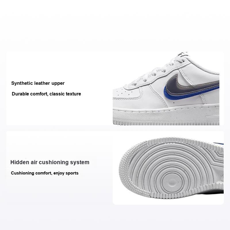 Nike Baskets pour Enfants Air Force 1 Impact Next Nature GS Double Swoosh Blanc Hyper-Royal Summit-White FD0688-100
