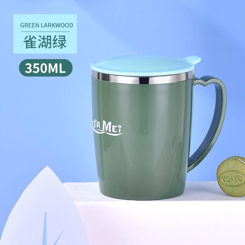 304 Stainless Steel Double-layer Insulation Water Cup for Children with Cover To Prevent Falling Creative Milk Mouth Cup