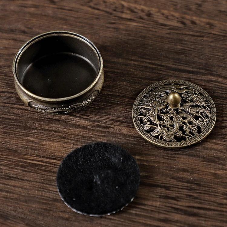 1PC Dragon and Phoenix Fingertip Burner, Three Legged Small Incense Burner, Non stick Powder Plate Household Zen Incense Burner