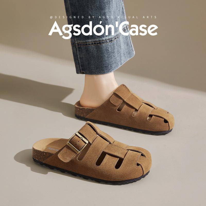 Augustus Denboken Slippers Women's 2025 New Summer Wear Baotou Half Slippers Thick Bottom One Pedal Cold Slippers