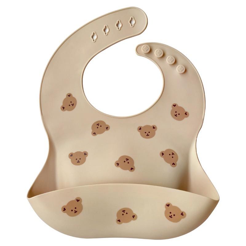 Ultra-Soft Silicone Baby Bibs: Korean Style Little Bear Drool & Weaning Bibs