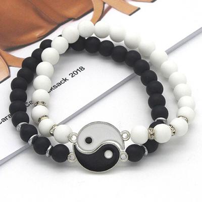 Pulseras de pareja de exquisita mano de obra fina, estilo chino, pulseras unisex ajustables de Tai Chi