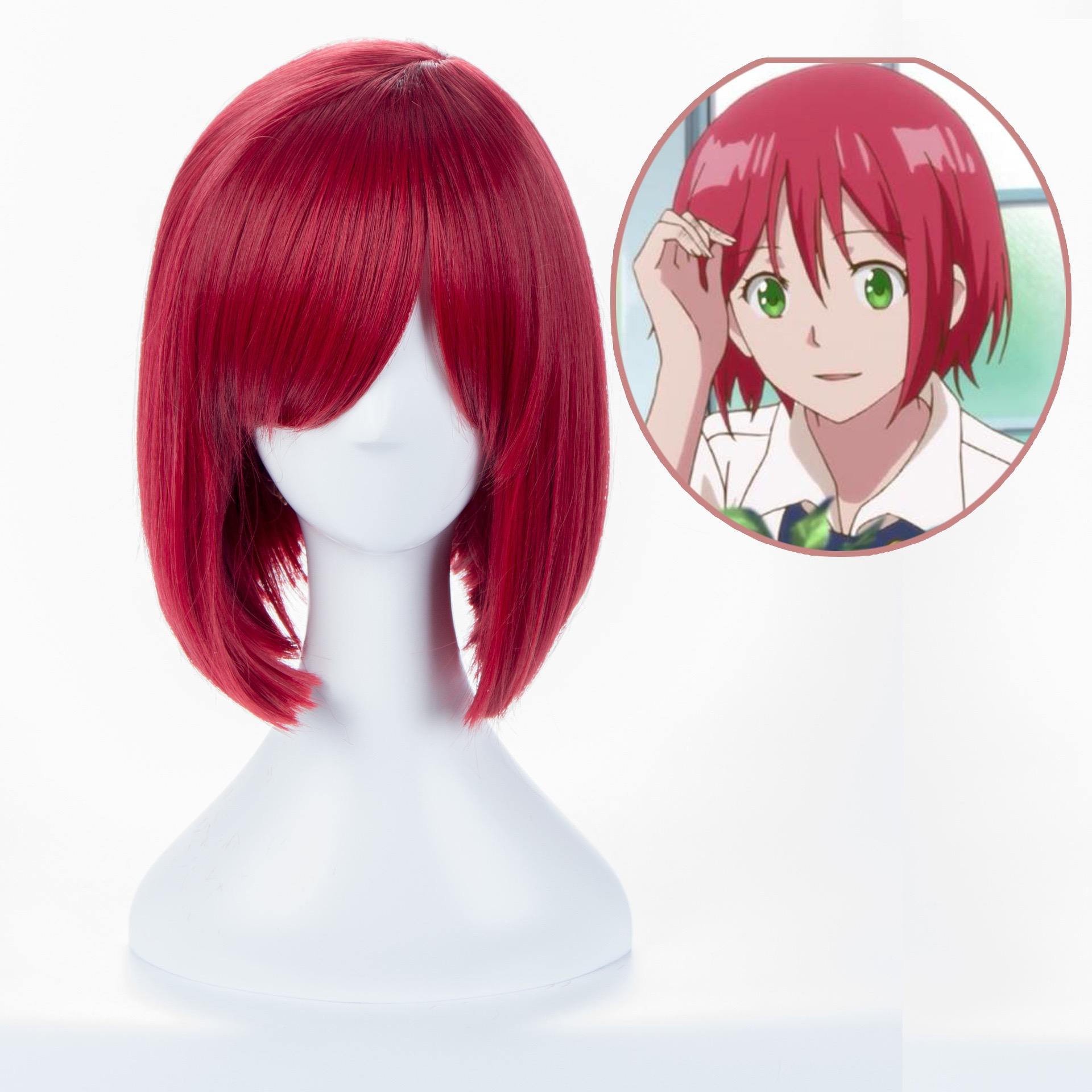 Akagami no Shirayukihime Shirayuki Cosplay Wig, Red Short Bob Heat Resistant Synthetic Hair