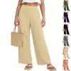 Women's Loose Wide-Leg Pants, Casual Loose Cotton-Linen Pants With Pockets
