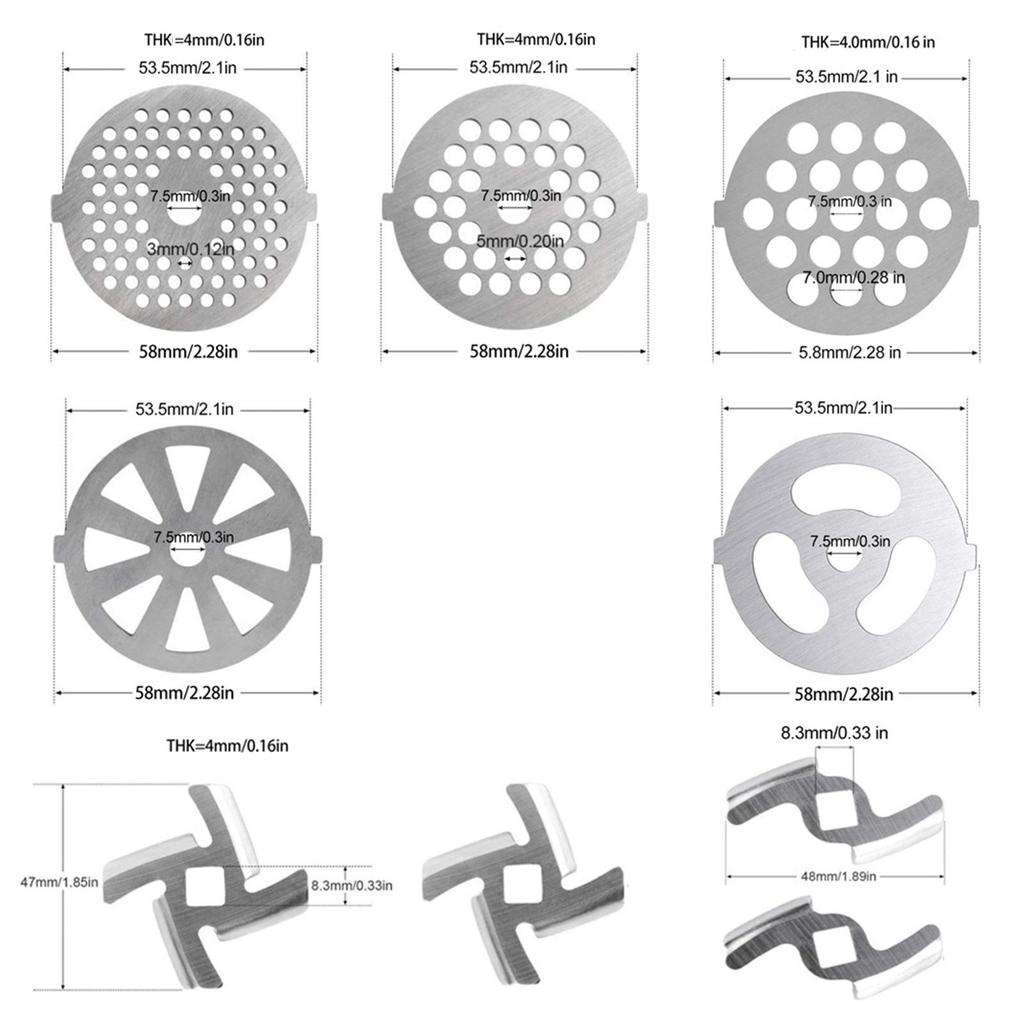 9x Meat Grinder Attachment Parts Blade Kitchen Tools Rustproof Durable