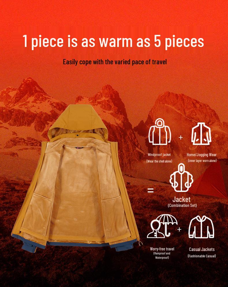 2025 Unisex 3-in-1 Detachable Small Mountaineering Jacket - Windproof & Waterproof