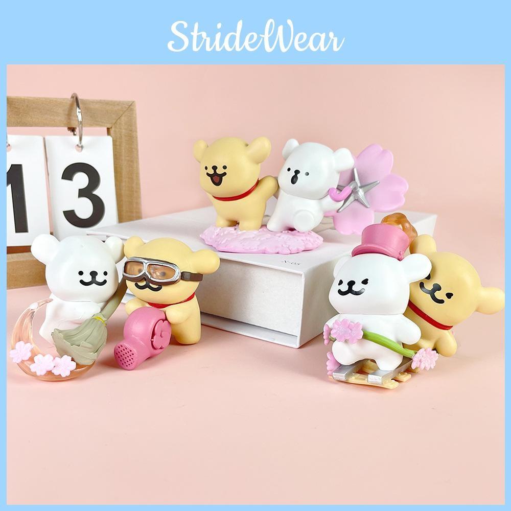 Maltese Pvc Dog Models Collectible With Cherry Blossom Design For Fans Gift