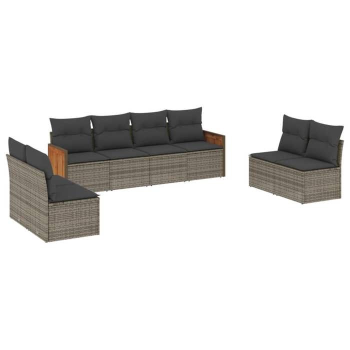 VidaXL Garden Lounge Set with Cushions 8 Pcs, Patio Sofas, Furniture Set, Outdoor Terrace Furniture, Grey 3259974