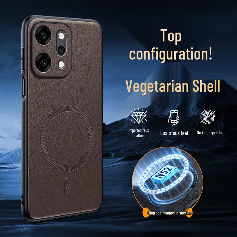 Vivox200/iQOO15/iQOO Z10 Leather Magnetic Drop-Proof Phone Case - Simple, Plain Design
