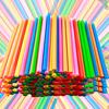 100pcs 25cm Disposable Plastic Straw Stretchable Artistic Curved Straw for Juice Beverage Soda Restaurant Tableware Accessories