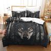 Wolf Duvet Cover Double Microfiber Bedding Set, 3D Print Wolf Duvet Quilt Cover and Pillowcase With Zipper Closure for Kids