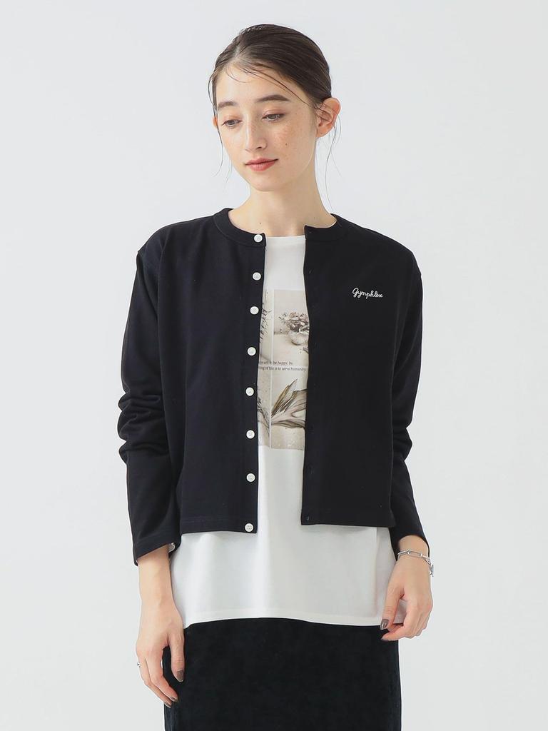 B:MING LIFE STORE by BEAMS Women's Gymphlex Cotton Long Sleeve Short Tee Cardigan, Black, Size 14