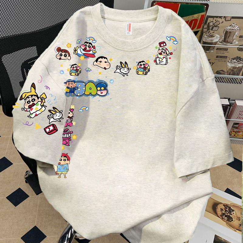 290g Unisex Summer Cartoon Shin-chan Short Sleeve T-shirt - Trendy High-end Couple Top