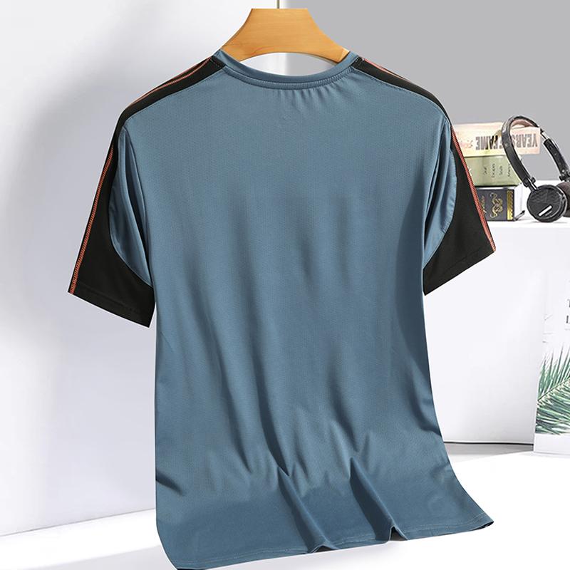 Sports running T-shirt color blocking men's and women's short sleeved T-shirt casual loose ice silk quick drying breathable fash