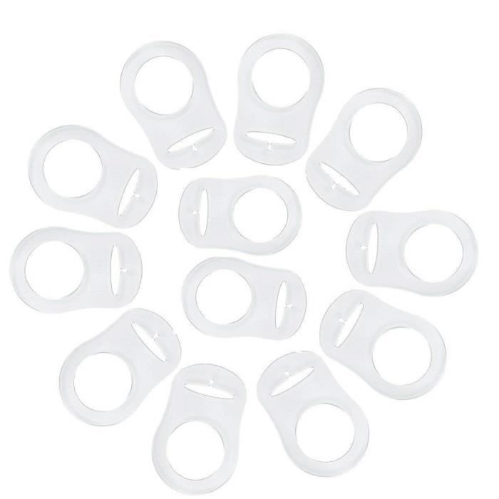 JZK 12 pcs Transparent silicone bouton anneau mannequin sucette titulaire clip adaptateur pour bébé MAM sucette