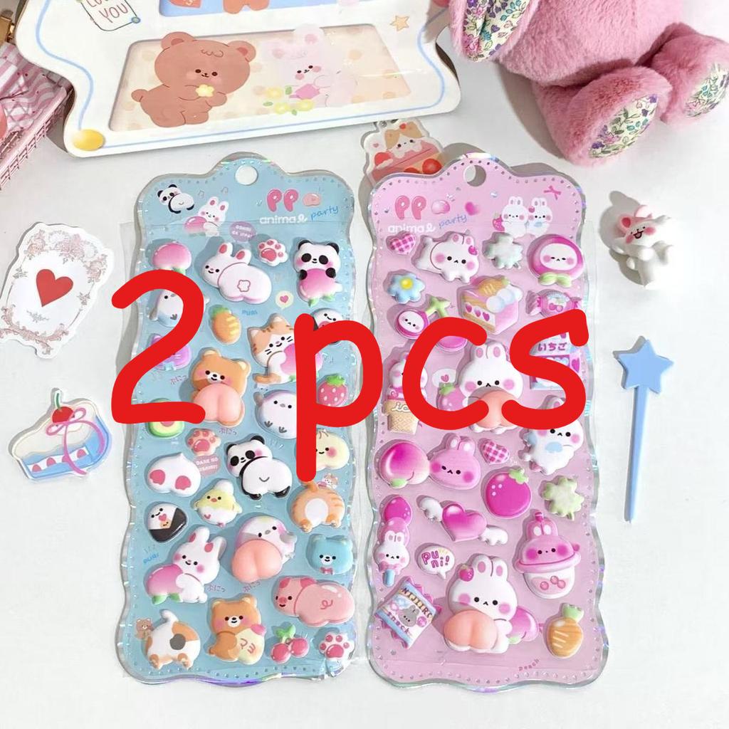 Cute Cartoon Bunny 3D Foam Stickers DIY Scrapbook Craft Decor Stickers Self-Adhesive Album Notebook Phone Case Stress Relief Toy