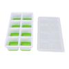 Ice Cube Tray with Lid Bin Tong Set 8 Cavity Soft Bottom Square Silicone Ice Cube Mold for Freezer