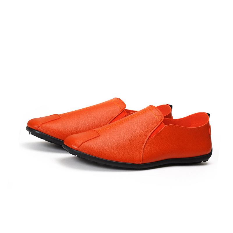 

New spring and summer pu Doudou shoes fashion trend casual soft-soled men s Doudou shoes lazy one-pedal men s shoes 44 оранжевый