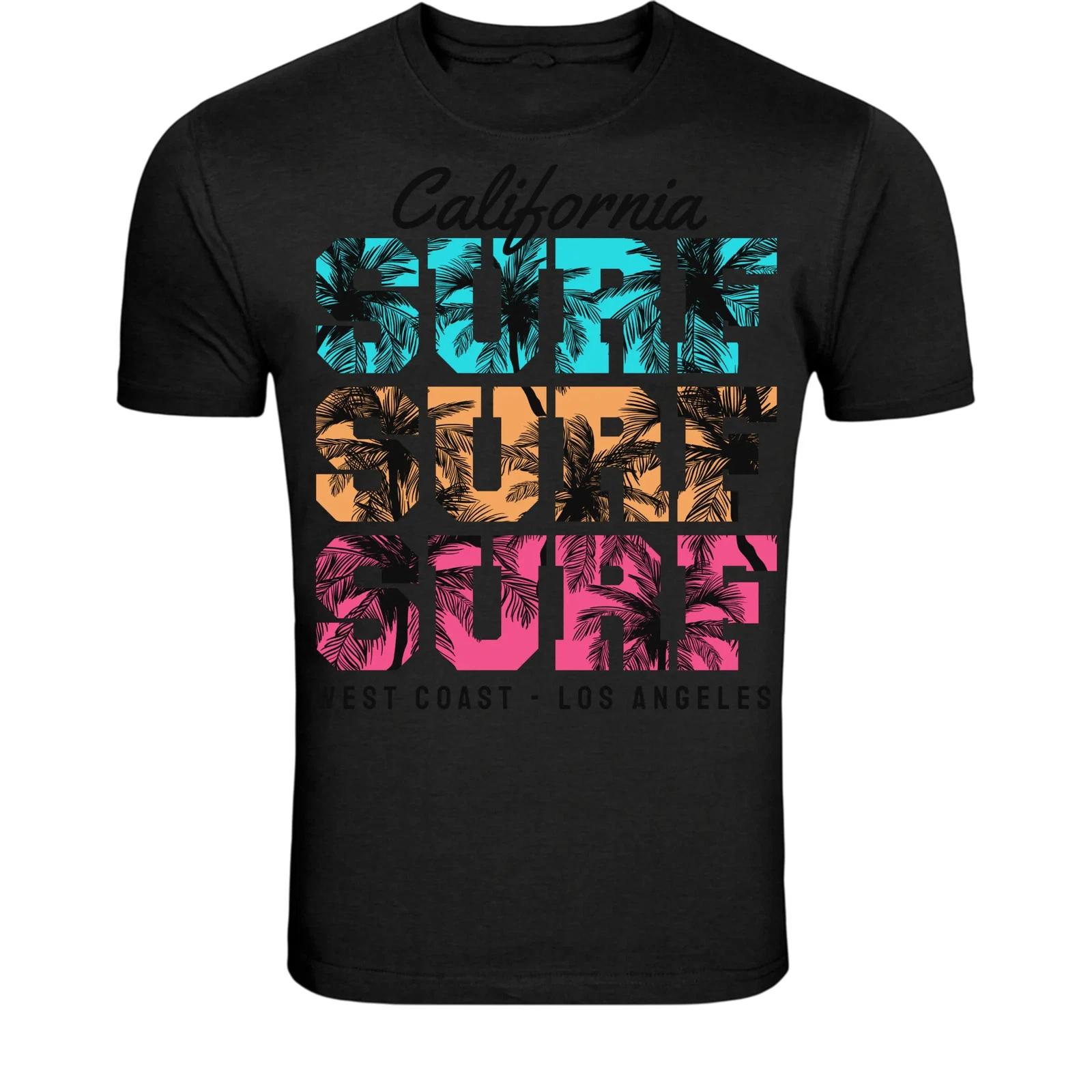 California Surf Surf Surf T-Shirt - Retro Palm Trees Beach Los L