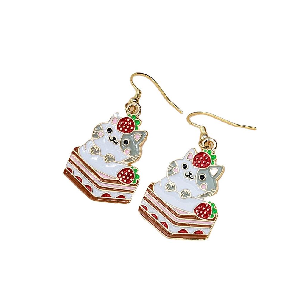 Cartoon Cute Cake Cat Earrings Earrings, Simple Temperament Girly Japanese Earrings Women