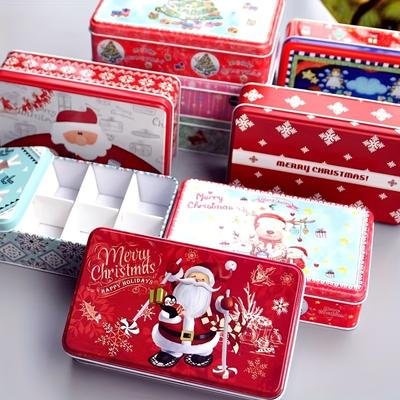 Cartoon Christmas Candy Storage Box Tin Box Container with Lid Flip Top Tin Candy Jewelry Gift Tin Cans Storage Organizer Decor