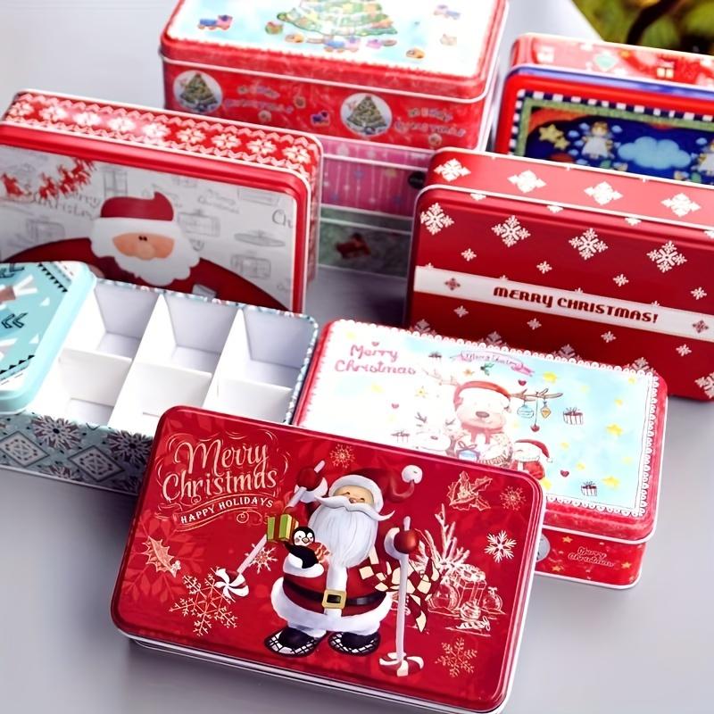 Cartoon Christmas Candy Storage Box Tin Box Container with Lid Flip Top Tin Candy Jewelry Gift Tin Cans Storage Organizer Decor