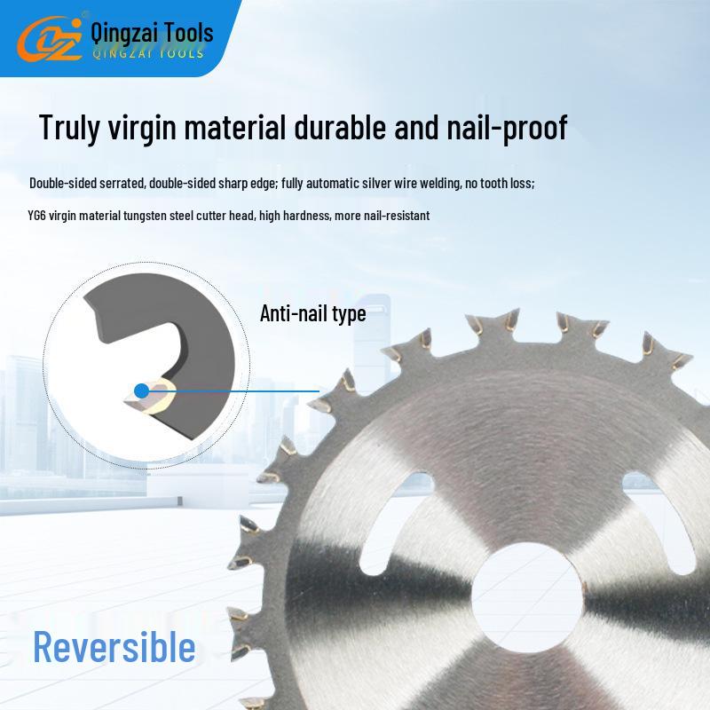4" Professional Serrated Woodworking Saw Blade: Dual-Sided Teeth, Lithium Battery Electric Circular Saw & Angle Grinder Compatible.