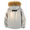 % Down New National Standard White Duck Down Jacket Men's and Women's Winter Loose Pie Overcome Thickened Large Fur Collar Jacket