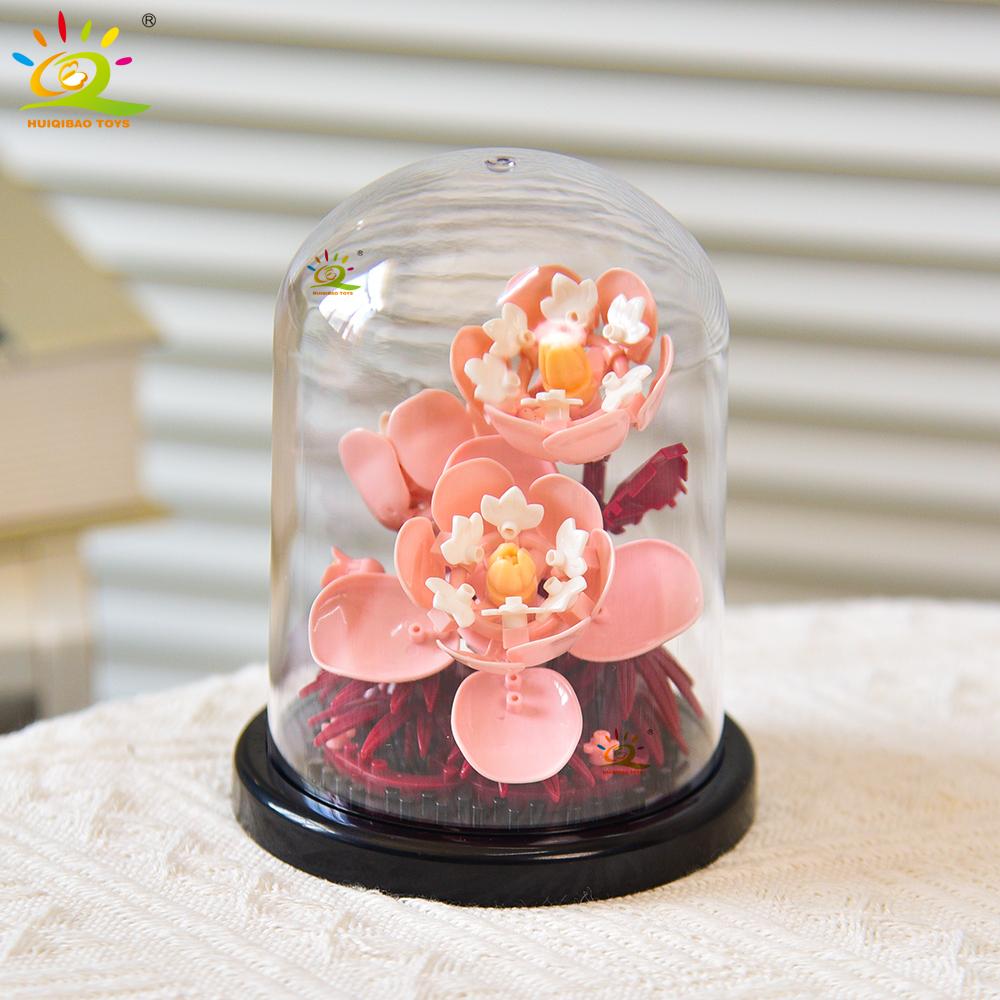 

Non-Toxic Moc Eternal Bouquet Display Box Micro Building Block Flower Model Diy Home Desk Plant Decoration Brick Toy For Children