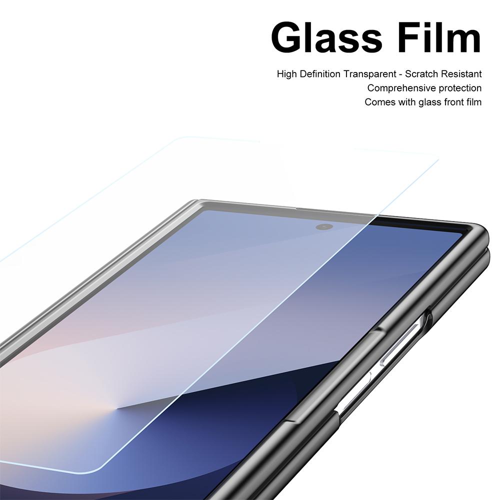 Plating Leather Hinge Case For Samsung Galaxy Z Fold 7 6 5 With Screen Glass Film All Inclusive Pen Slot Fold7 Protective Cover