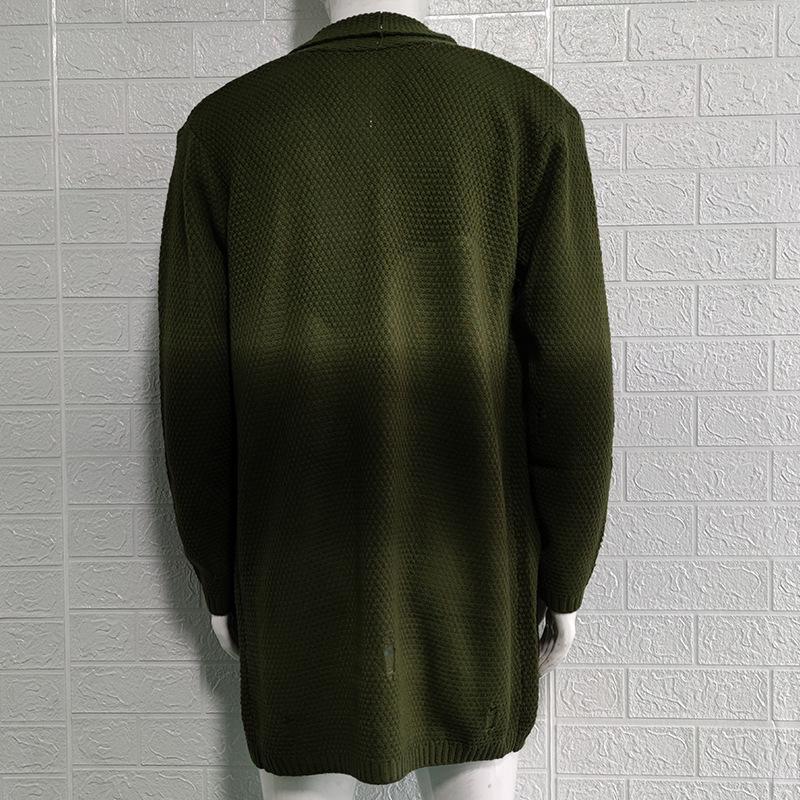 Autumn-Winter Men's Mid-length Loose Knit Cardigan - European & American Muscular Style Sweater