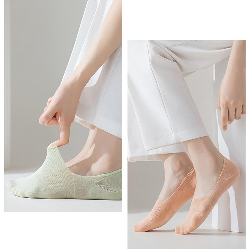 2 Pairs Women Invisible No Show Socks, Mesh Breathable Cotton Liner Socks, Non Slip Low Cut Boat Socks for Summer Daily Wear