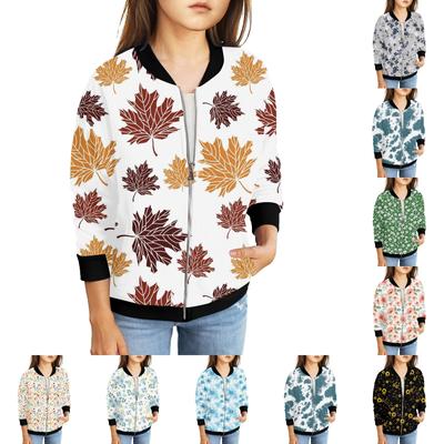 Girls Zip Up Jackets Kids Fall Long Sleeve Sweatshirts Outerwear With Pockets 5-15Years
