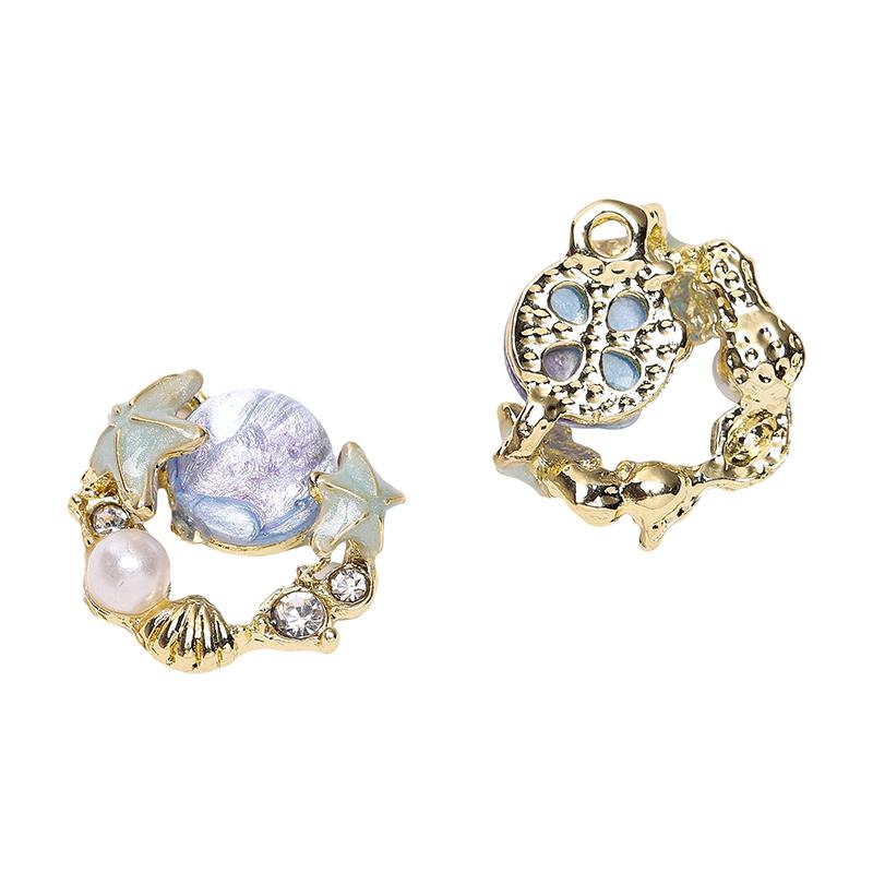 1pc/bag Alloy Inlaid Glass Pendant DIY Bracelet Necklace Earrings Jewelry Accessories