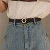 New Stylish 2024 Korean Black Metal Rectangle Buckle Casual Waist Belt Women For