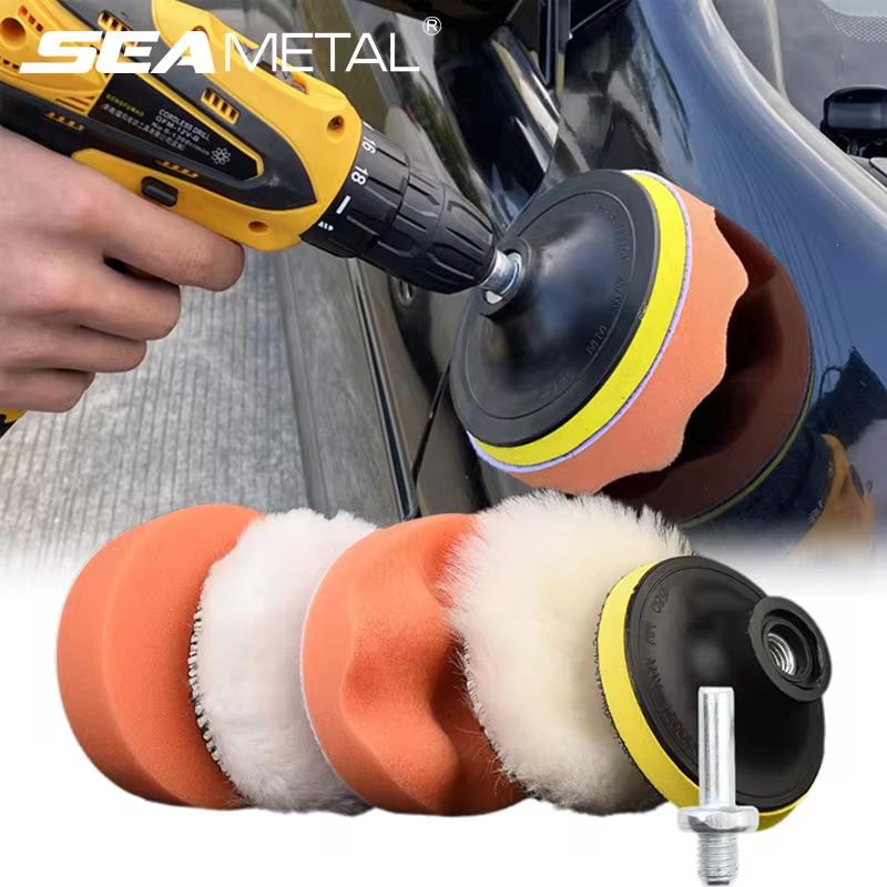 3/4/5 Inch Car Polishing Sponge Pads Kit Drill Car Polisher Wool Polishing Machine Wax Pad Foam Pad Buffer Kit for Auto Cleaning