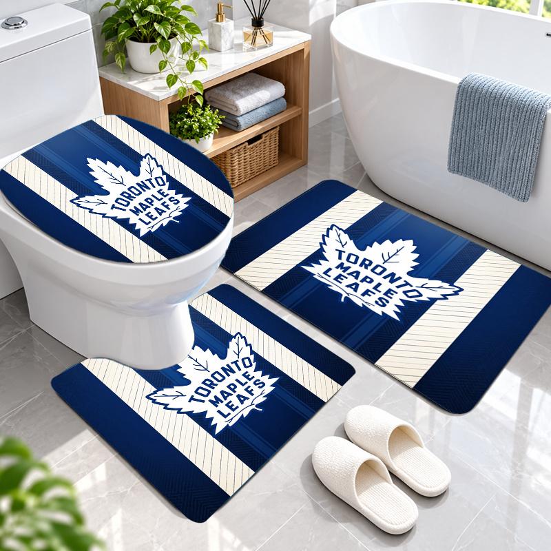 3Pcs Flannel Toilet Mat Set Toronto Maple Leafs Bathroom Rug Bath Carpet Non Slip Home Decor