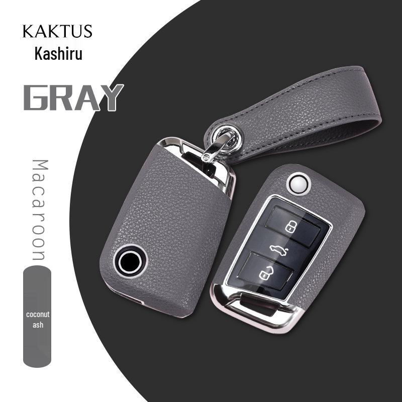 

Leather Key Shell Set for Lavida, Sagitar, T-Roc, Tayron, Touran, T-Cross, and Polo - Unisex Design with Buckle.
