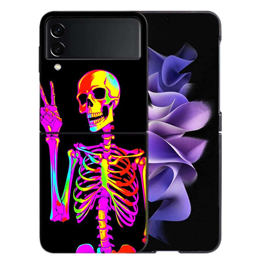A Funny Skeleton Skull Coque For Samsung Z Flip7 6 Galaxy Case Shockproof Z Flip5 Z Flip3 4 5G Hard Cover Phone TPU PC Hard Fun