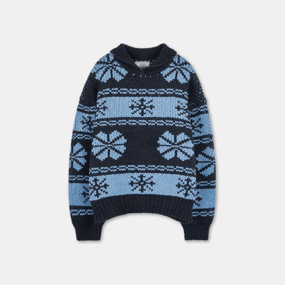 Odier Fine Wool Collared Cowitchan Pullover - Sky Blue Sky Blue/Free