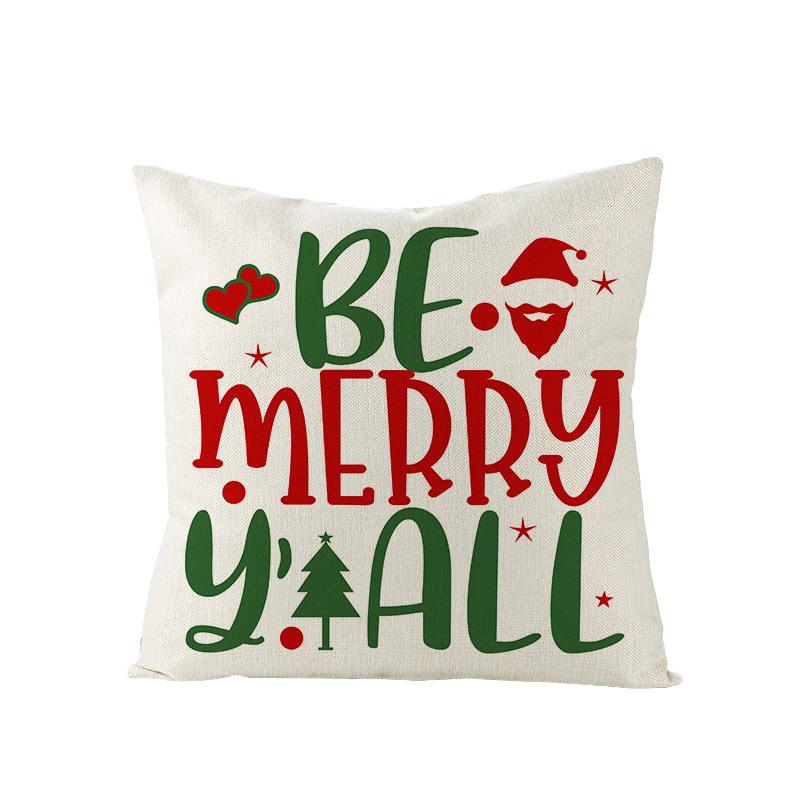 Christmas Pillow Cover Christmas Pillow Polyester Cartoon Print Holiday Home Sofa Cushion Cover