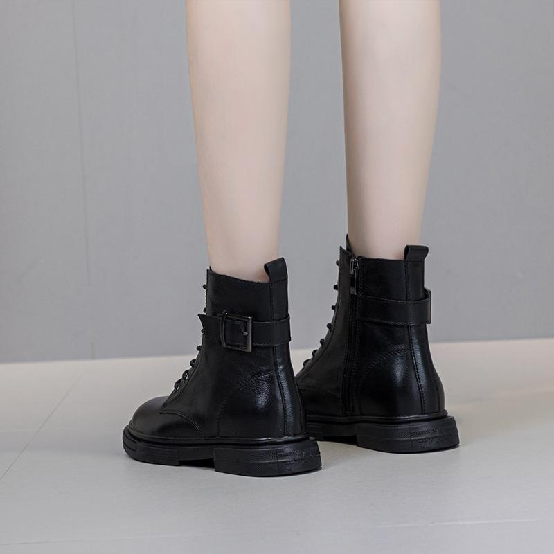 Boots women's new autumn and winter velvet versatile short boots British style thin medium women's boots