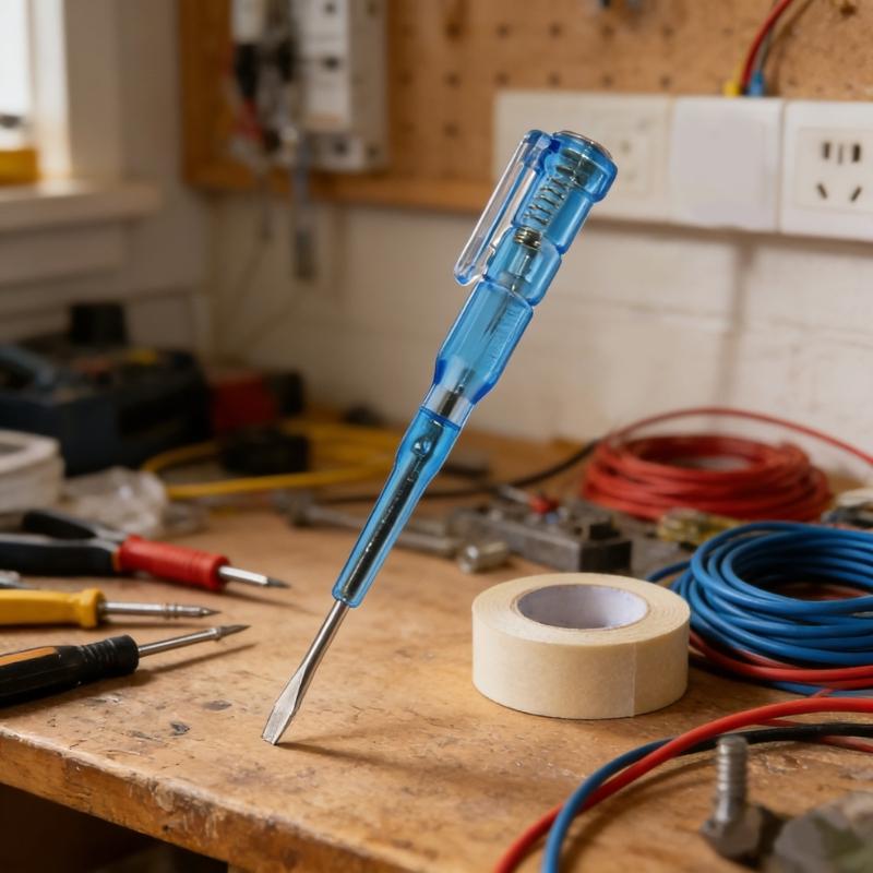 Blue Clear Flathead Voltage Tester Pen Measure 100-500V With Auto Test Function For Electricians Polarity Detection
