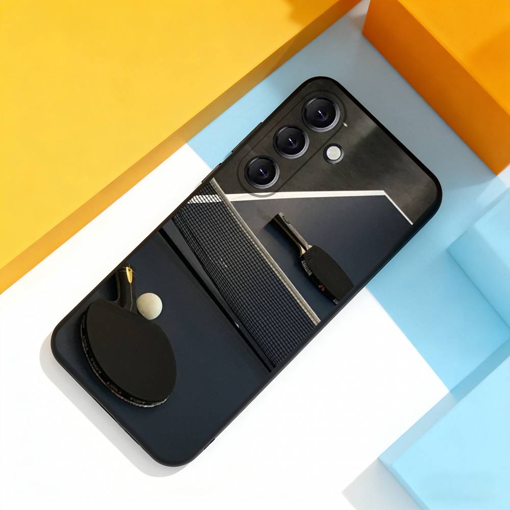 Table Tennis Racket Cool Phone Case For Samsung Galaxy A 73,72,51,53,52,71,22,5G,Note,J7,8,9 Soft Precise Hole Black Cover