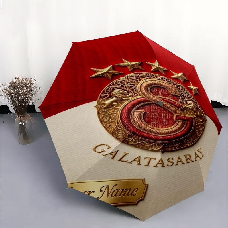 1 PC Automatic Folding Umbrella - Galatasaray S Custom Name Pattern, Portable & Foldable Design with 8 Ribs, Christmas Birthday Gifts