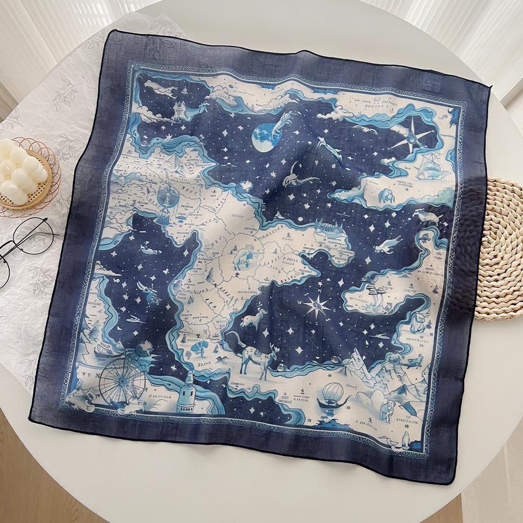 Foreign Style Versatile 58 Cotton And Linen Small Square Scarf Silk Scarf Women'S Spring And Summer Headband Scarf Decoration