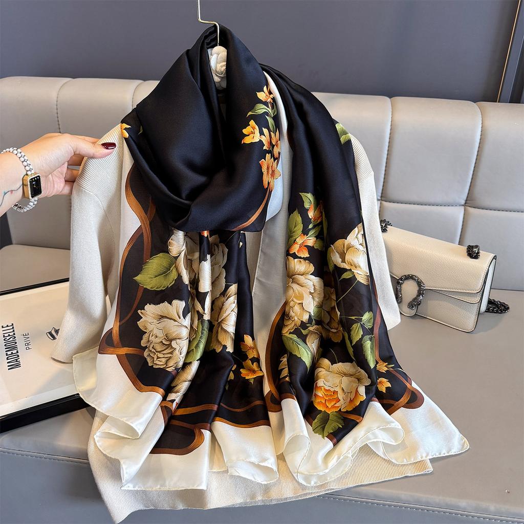 Women 180*90cm Fashion Beautiful Soft Silk Scarves Female Lady Shawl Hijab Wrap Foulard Bandanna Muffler Beach Pareo